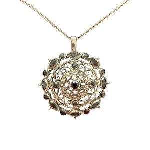 Black & Silver Tone Pendant Necklace